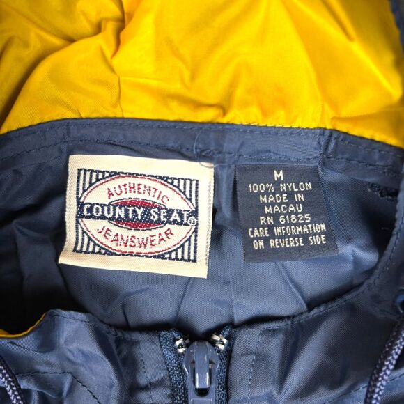 Vtg Authentic County Seat Jeanswear Hooded Windbreaker Jacket USA 80’s 90’s Med - Picture 3 of 10